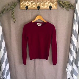 100% Cashmere Crewneck Sweater by Ellen Tracy, Maroon, size M